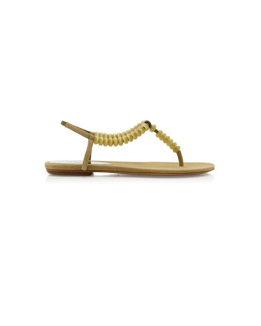 Le Monde Beryl Green Beaded Suede Sandals