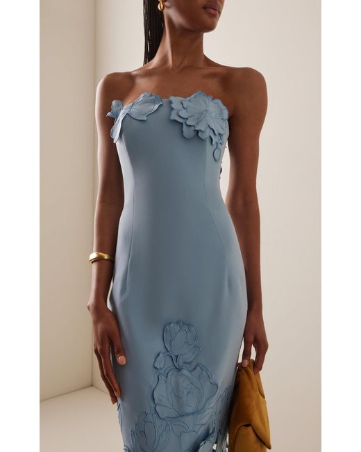 LEO LIN Exclusive Rayna Floral-Appliqud Cutout Crepe Maxi Dress in Blue |  Lyst Canada