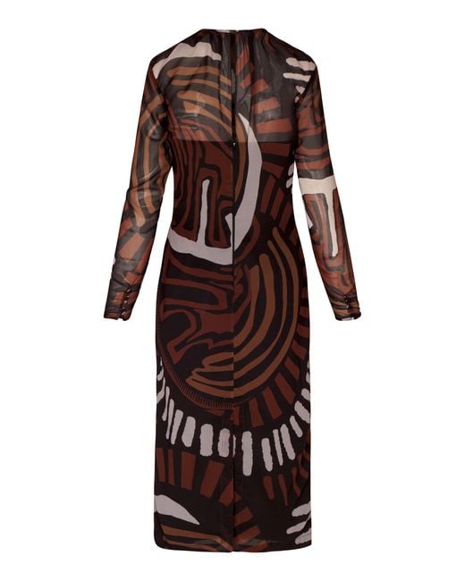 ANDRES OTALORA Multicolor Realismo Printed Chiffon Midi Dress