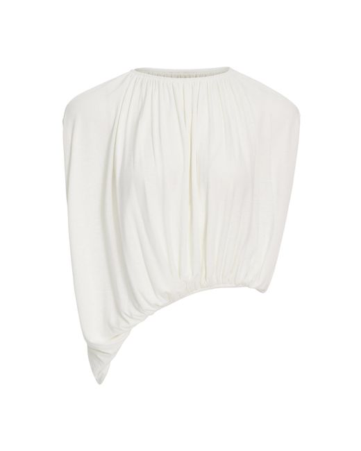 Source Unknown White Rennie Gathered Jersey Top