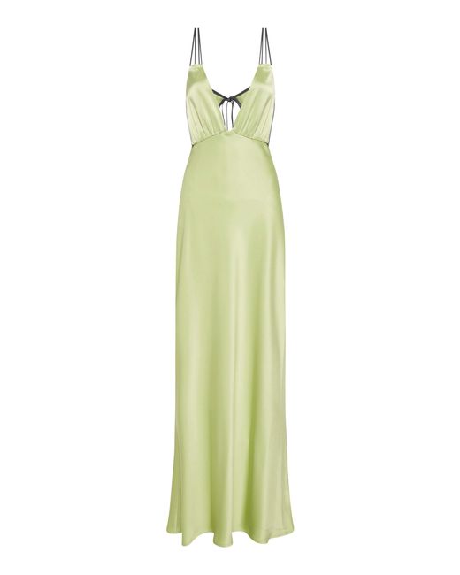 Paris Georgia Basics Bernie Pleated Sleeveless Satin Maxi Dress in Green |  Lyst