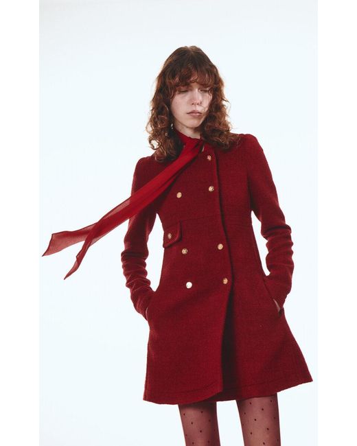 Giambattista Valli Red Double-Breasted Boucle Coat