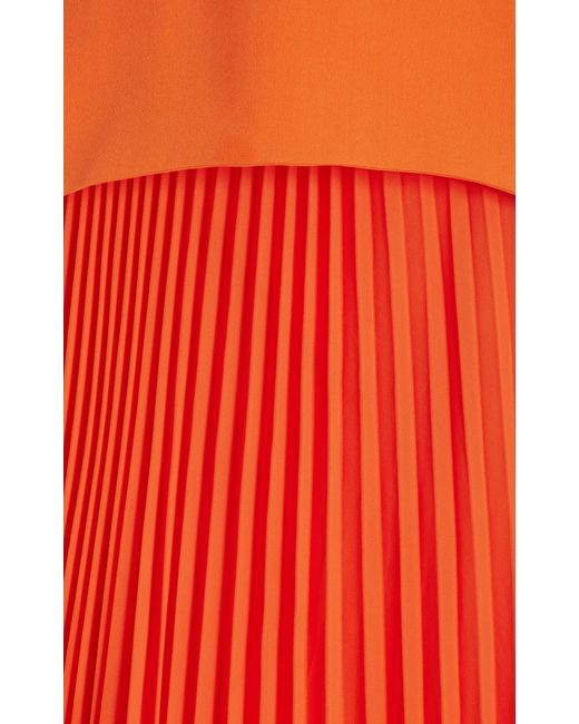 Jonathan Simkhai Red Sequoia Plisse-detailed Crepe Maxi Dress