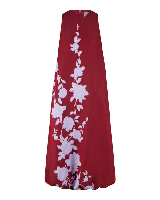Lela Rose Red Rose Fil Coupé Bubble Hem Dress