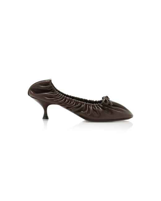 Herbert Levine Black Gather Around Leather Ballet Pumps