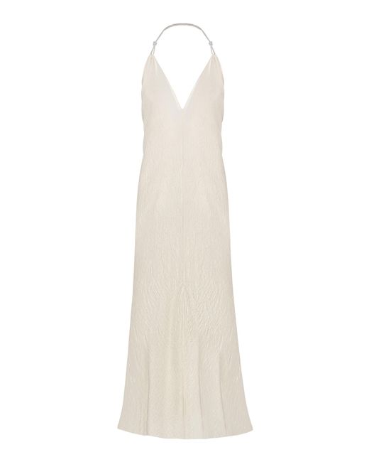 Anna October White Charlize Crystal-strap Draped Maxi Dress