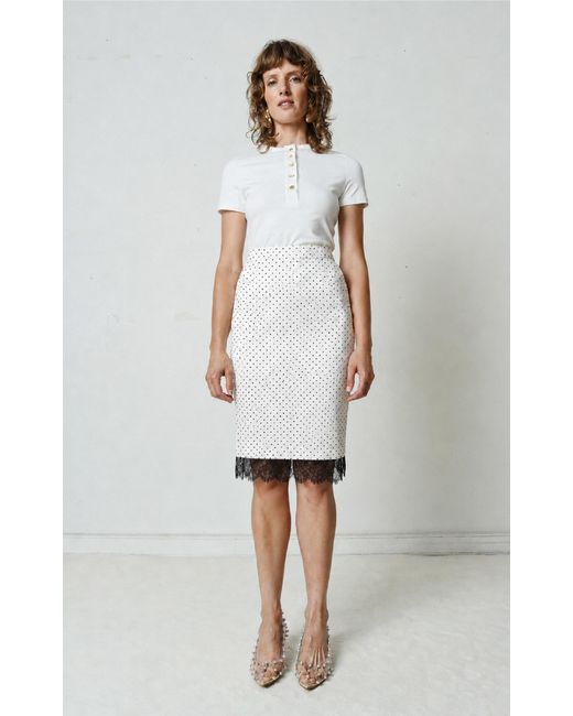 Franchise White Layla Silk Midi Skirt