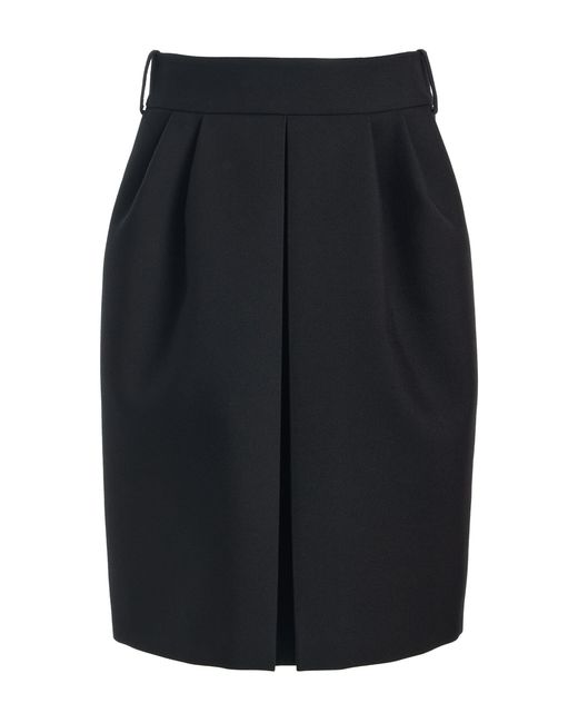 Michael Kors Blue Pleated Wool-Blend Knee-Length Skirt