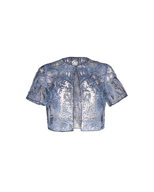 Naeem Khan Blue Raffia Bolero