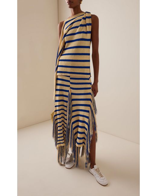 Proenza Schouler Blue Yves Fringed Cotton-Blend Knit Maxi Skirt