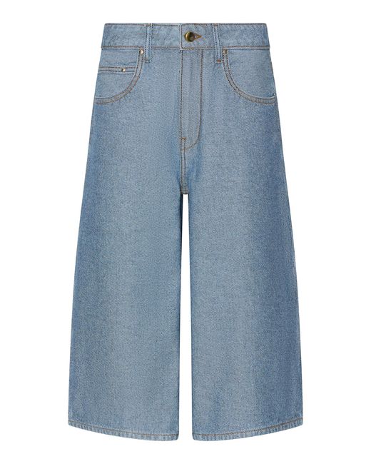 OSSOU Blue Lorin Wide-Leg Denim Bermuda Shorts