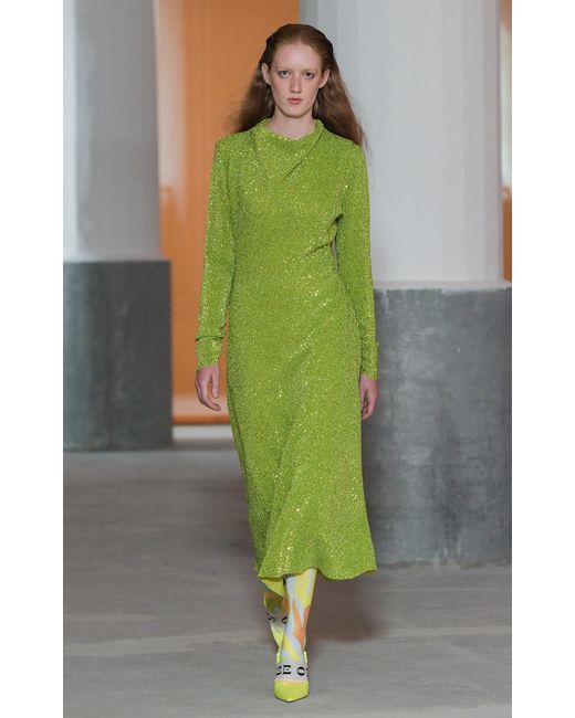 stine goya green sequin dress Stine Goya Alana Sequin Midi Dress in Green