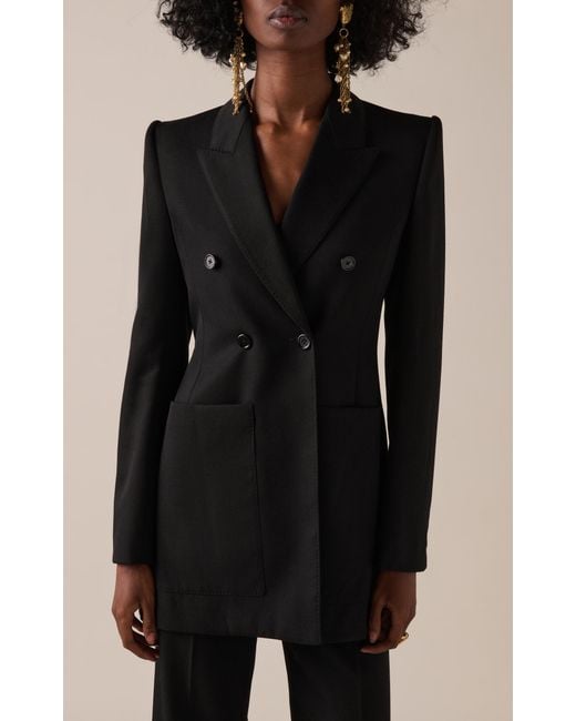 Chloé Black Double-Breasted Grain De Poudre Wool Blazer
