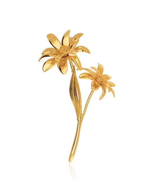 Oscar de la Renta Metallic Edelweiss Stem Brooch