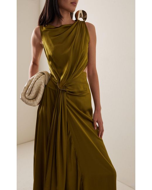 ROKSANDA Fauna Gathered Silk-satin Maxi Dress in Green | Lyst Australia