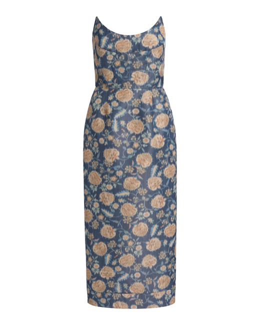 Markarian Blue Cypress Dusk Marigold Ikat Midi Dress