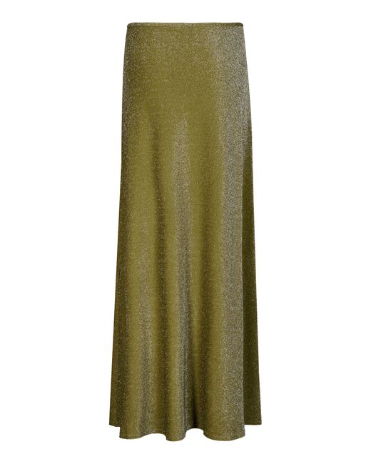 Johanna Ortiz Green Rainstorm Glittered Jersey Maxi Skirt