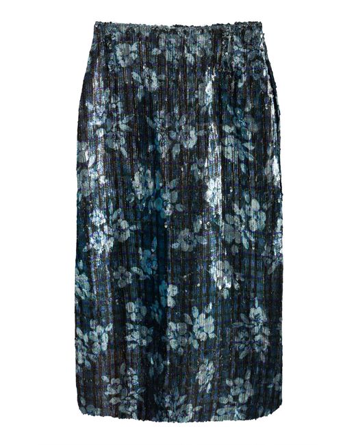 Dries Van Noten Blue Sentista Embellished Midi Skirt