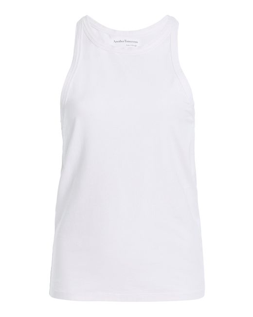 Another Tomorrow White Racerback Stretch-Jersey Tank