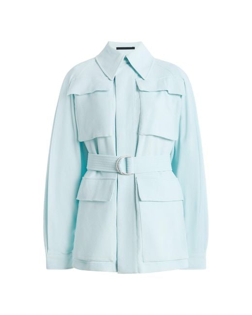 Wardrobe NYC Blue Crepe Safari Jacket