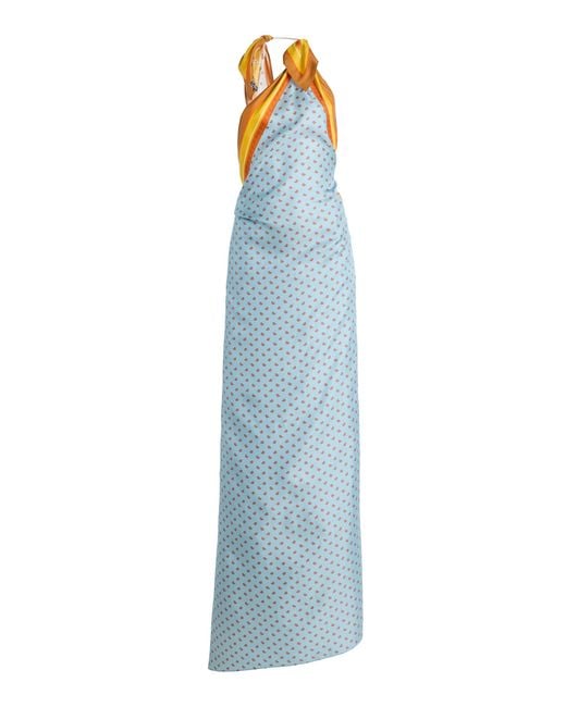 Christopher Esber Blue Exclusive La Isla Bandana-Print Silk-Twill Pareo Cutaway Maxi Dress