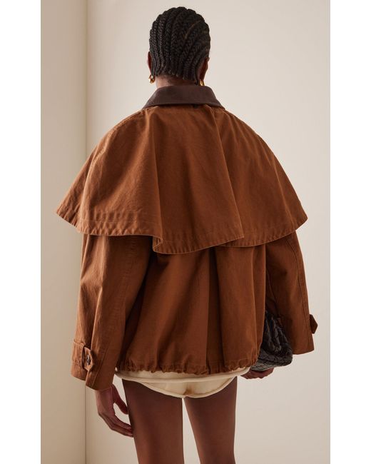 Sea Brown Carolyn Cape-Detailed Cotton Workwear Jacket