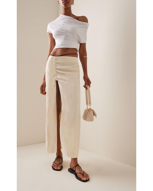 Sir. The Label Natural Josefina Corded Linen Midi Skirt
