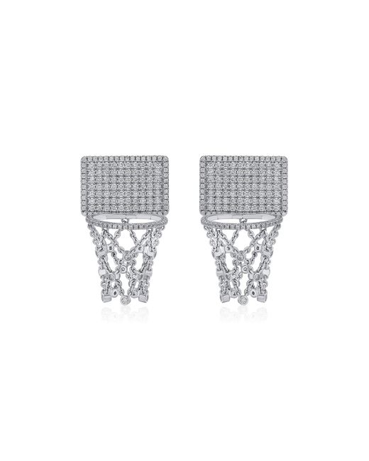 Ashna Mehta White Basketball Hoop Earrings