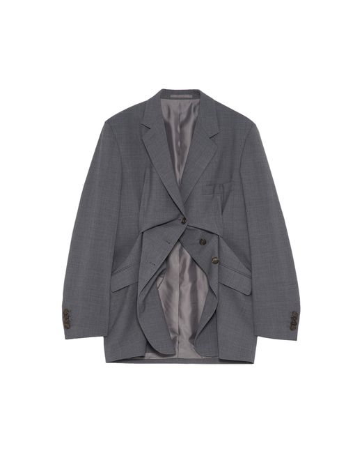 Jil Sander Gray Crunched Wool-Blend Blazer