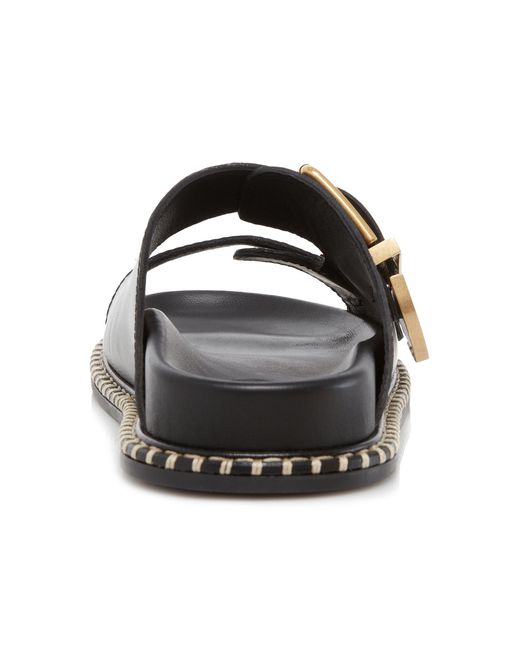 Chloé Black Rebecca Leather Slide Sandals