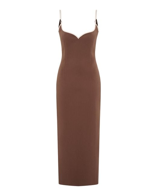 Paris Georgia Brown Heart Bonded Jersey Maxi Dress