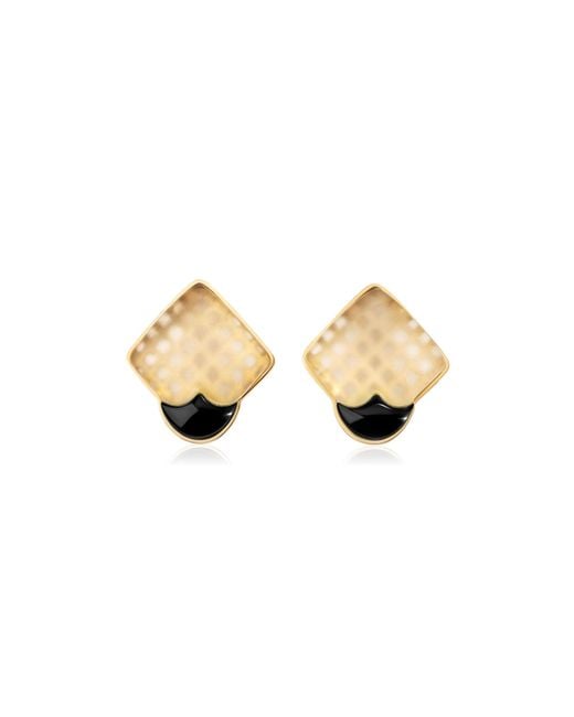 RENATO CIPULLO Natural Rock Crystal Mosaic 18K Crystal Onyx Earrings
