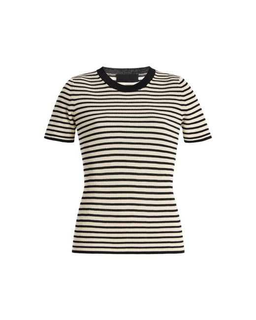 Nili Lotan Black Hettie Striped Silk T-Shirt