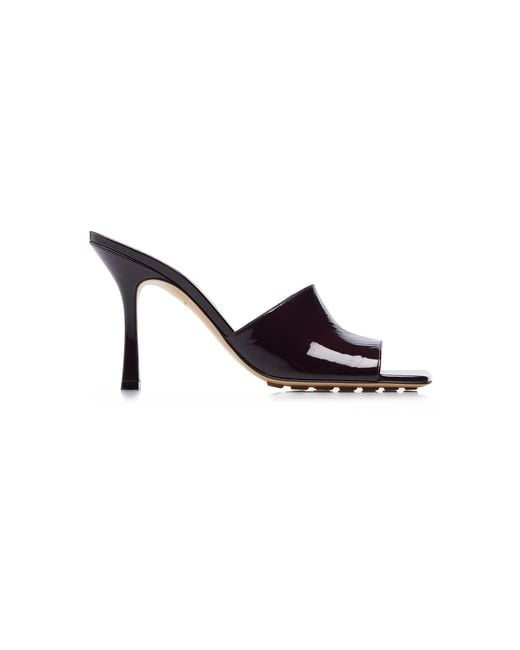 Bottega Veneta Black Stretch Patent Leather Slide Sandals