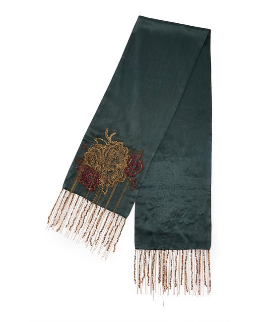 Dries Van Noten Blue Embroidered Silk Scarf1