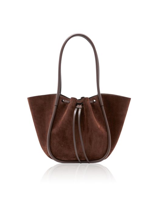 Proenza Schouler Brown Soft Suede Large Ruched Tote
