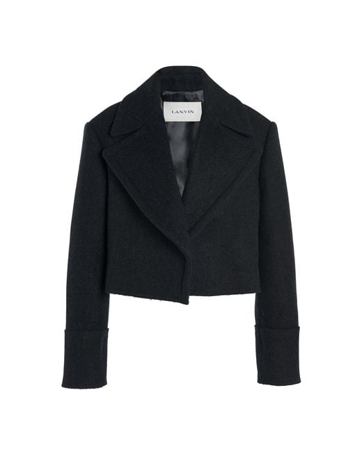 Lanvin Black Cropped Wool Peacoat