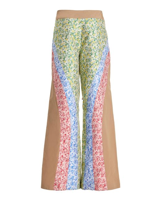 Rosie Assoulin Green Paneled Cotton-blend Wide-leg Pants