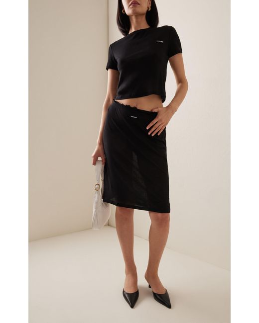 Miu Miu Black Cotton Jersey Midi Skirt