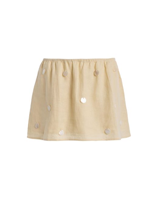 ELCE Natural Oceane Embellished Linen Mini Skirt