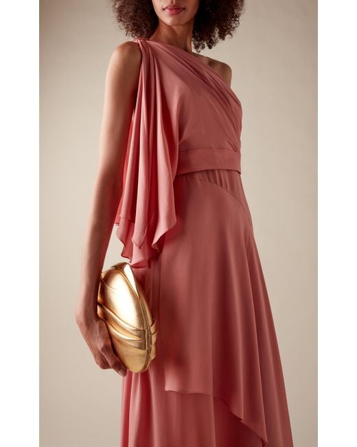 Elie Saab Pink Draped Silk Georgette Gown