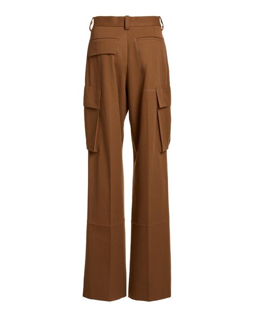 Victoria Beckham Brown Mid-rise Cotton Wide-leg Cargo Pants