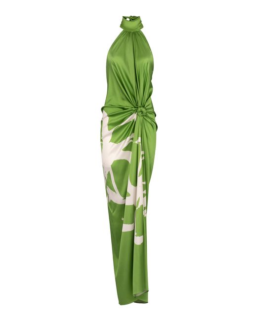 Silvia Tcherassi Green Olatz Knot-Detailed Maxi Dress