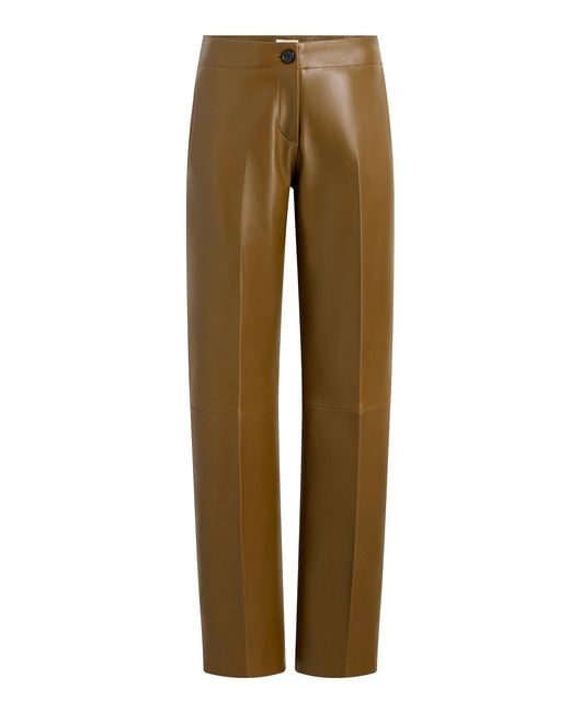 Khaite Natural Mita Plonge Leather Straight-Leg Pants