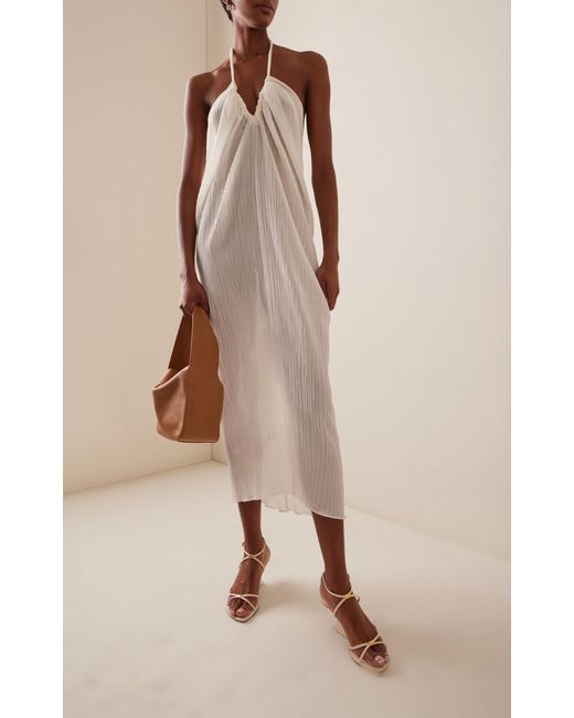 BITE STUDIOS White Textured Organic Cotton-silk Maxi Dress
