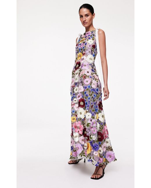 Rachel Gilbert Multicolor Nya Embroidered Gown