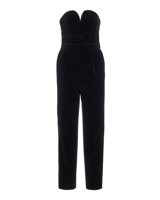 Blazé Milano Black Clyde Strapless Cotton-velvet Jumpsuit