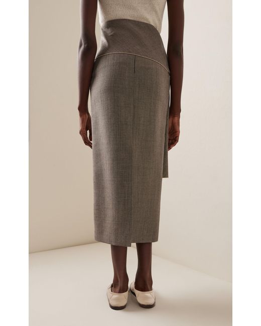 The Row Gray Laz Wrapped Wool-blend Maxi Pencil Skirt