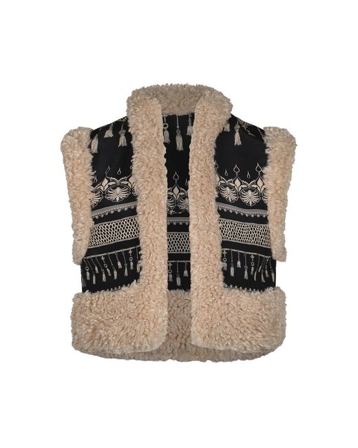 Johanna Ortiz Black The Explorer Embroidered Leather Vest