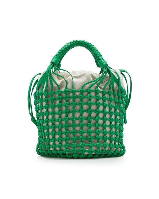 Bottega Veneta Green Intrecciato Leather Macrame Tote Bag